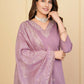 Wine Viscose Chanderi Embroidered Stitched Suit With Dupatta - Tanisha | Swadesiicart