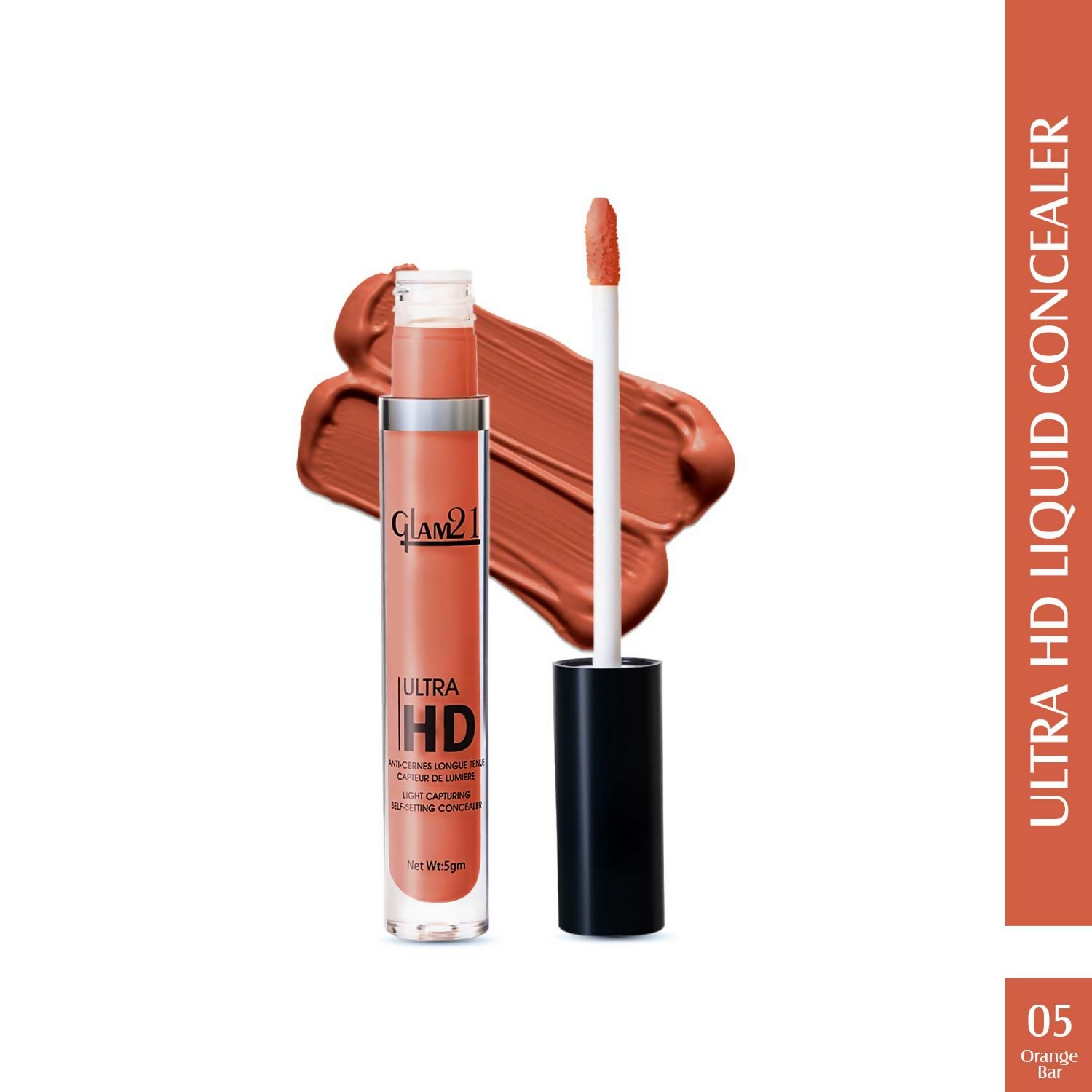 Glam21 Ultra HD Liquid Concealer for HD Finish - Orange Bar - Swadesiicart