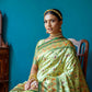 Vishnu Weaves Women's Pista Patola Banarasi Silk Meenakari Zari Woven Saree with Blouse - Swadesiicart
