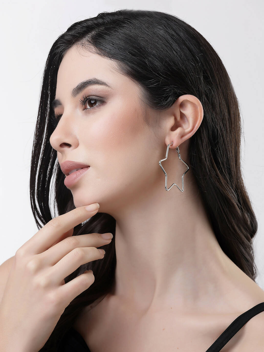 NVR Women Gold-Toned Geometric Hoop Earrings | Swadesiicart