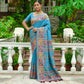 Vishnu Weaves Women's Firozi Banarasi Silk Kashmiri Woven Saree with Blouse - Swadesiicart