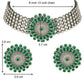 Mominos Fashion Johar Kamal Oxidised Silver-Plated Brass Finish Kundan Choker For Women (Green) | Swadesiicart