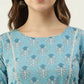 FIORRA Women's Sky Blue Cotton Kurta - Swadesiicart