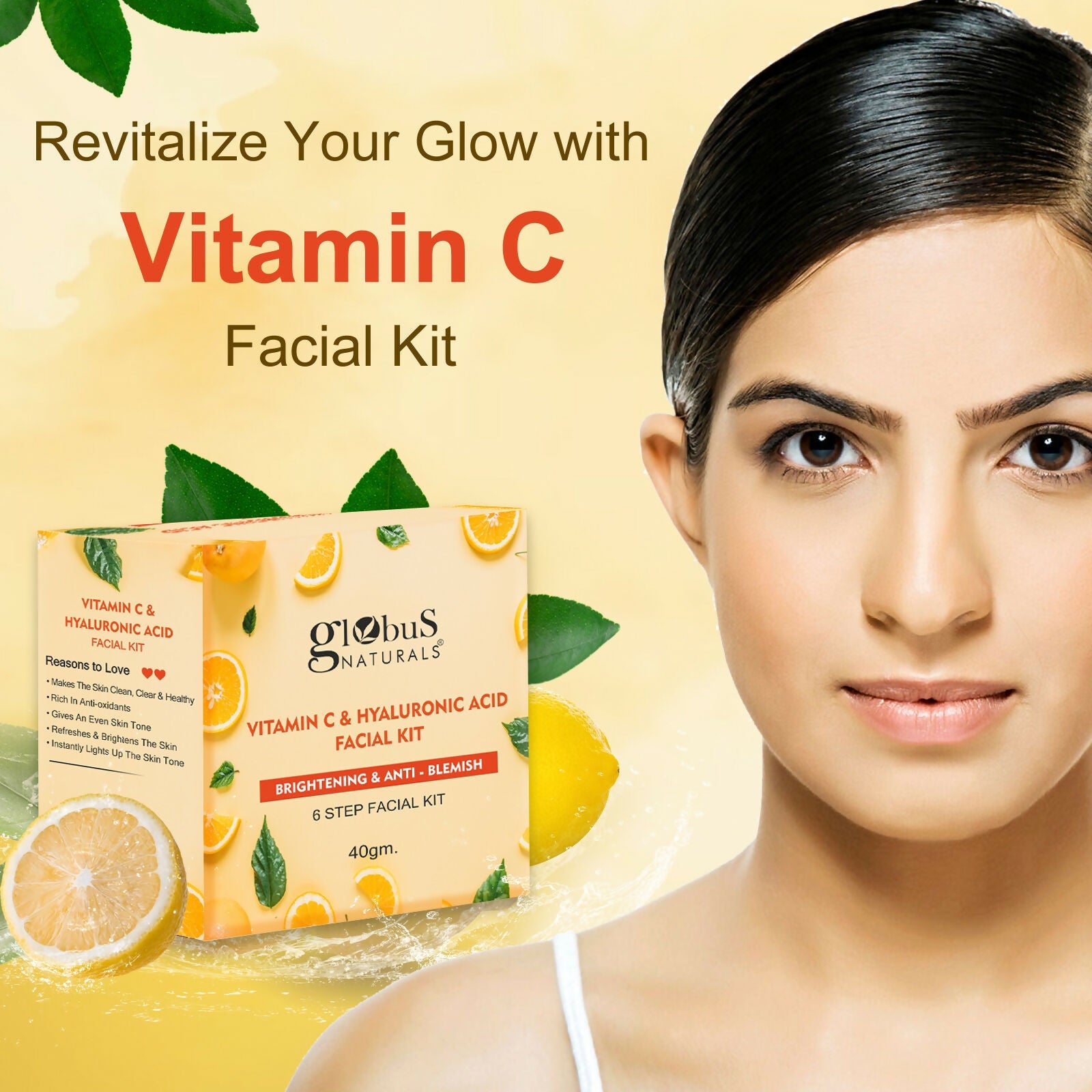 Globus Naturals Vitamin C & Hyaluronic Acid Facial Kit | Swadesiicart