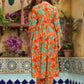 Janasya Orange Cotton Floral Kurta & Bottom | Swadesiicart