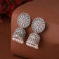 NVR Women Silver Toned Dome Shaped Jhumkas Earrings | Swadesiicart