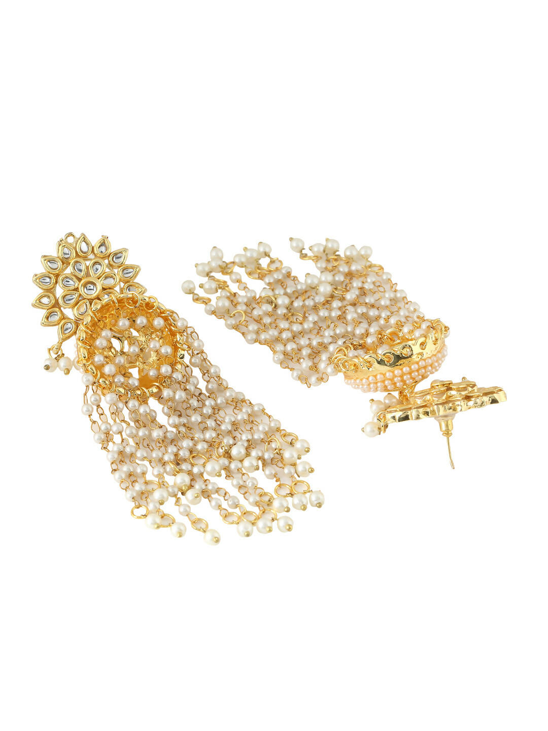 NVR Women Gold-Polished Contemporary Jhumkas Earrings | Swadesiicart