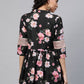 Ahalyaa Women Black Rayon Floral Print Tunic | Swadesiicart