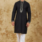 Bluesaanchi Men's Sunshine Handwoven Embroidered Black Kurta Set | Swadesiicart