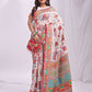 Shree Shyam Fashion Linen Cotton(Woven Work) White Saree