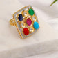 Navratan Kundan Ring (Multi Color) - Ruby Raang | Swadesiicart