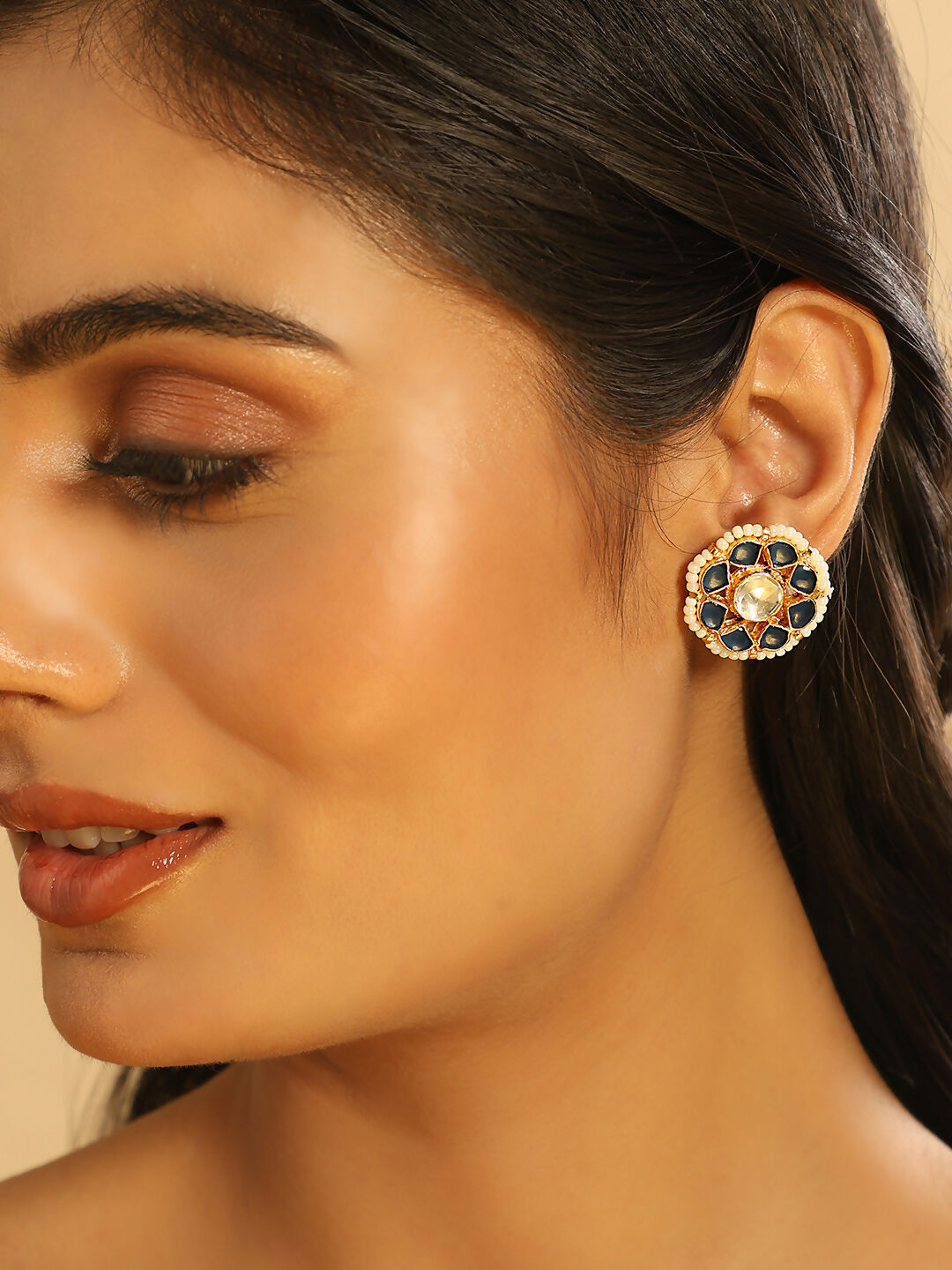 Nuyug 22K Gold Plated Floret Noor Stud Earrings | Swadesiicart