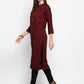 NOZ2TOZ Women's Dark Purple Color Rayon Straight Kurta Only - Swadesiicart