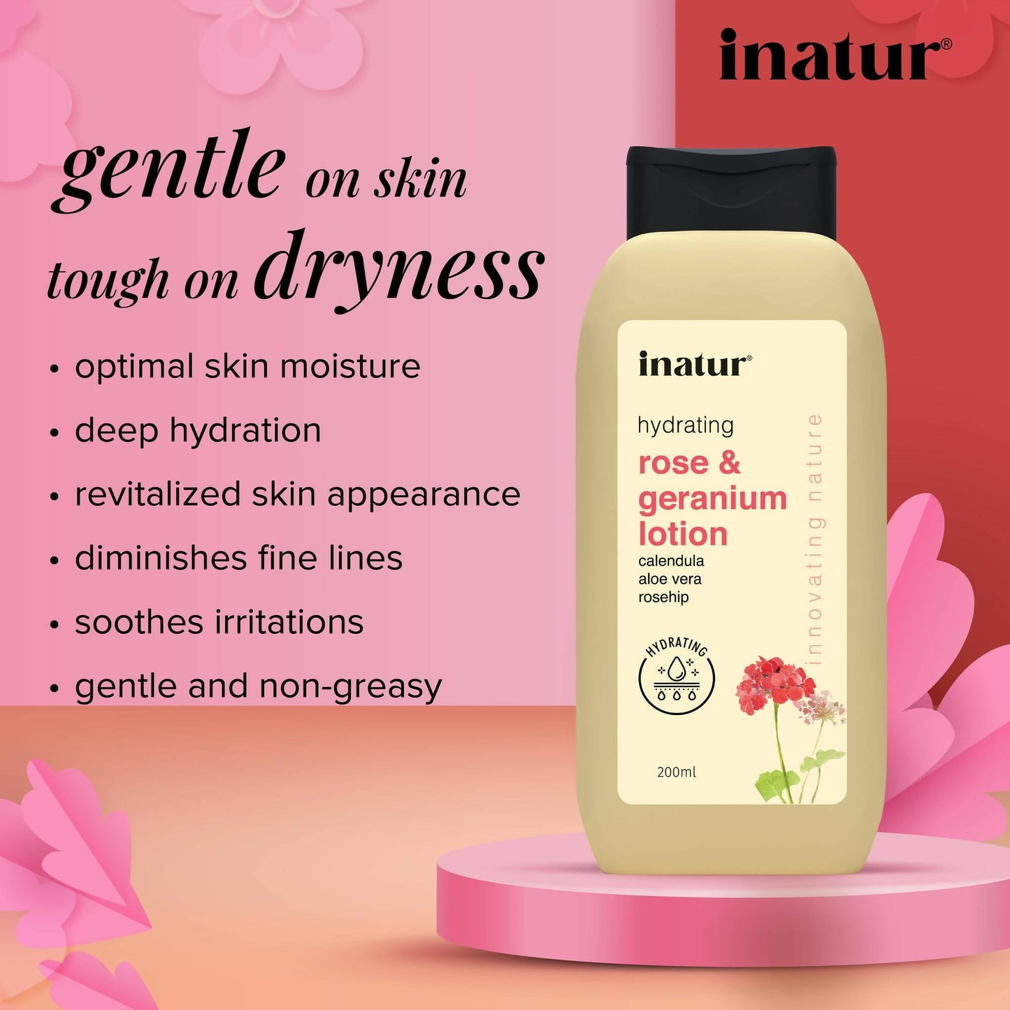 Inatur Rose and Geranium Lotion - Swadesiicart
