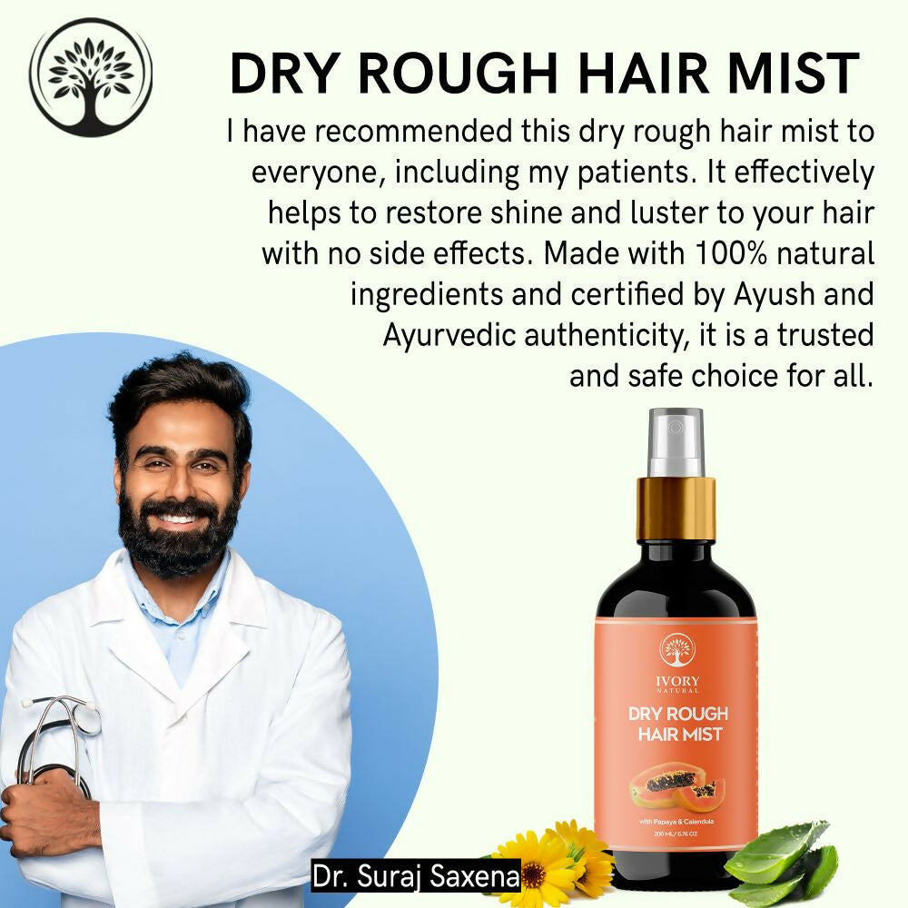 Ivory Natural Dry Rough Hair Mist - Reenergize, Moisturize, And Glow - Immediate Hydration For Dry Hair | Swadesiicart