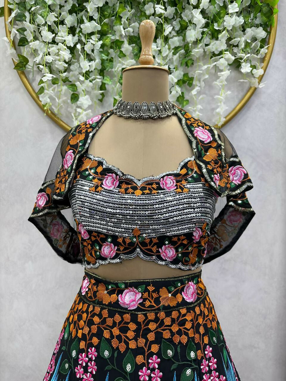 Jyoti Fashion Women's Multicolor Faux Georgette Sequins with Thread Embroidered Designer Lehenga Choli Set | Swadesiicart