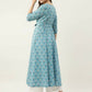 FIORRA Women's Sky Blue Cotton Kurta - Swadesiicart