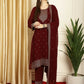 Jyoti Fashion Women's Maroon Georgette Resham Thread & Sequin Kurta with Trouser & Dupatta | Swadesiicart