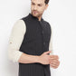 Even Apparels Black Merino Men Woven Nehru Jacket | Swadesiicart