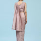 Lavendar Silk Satin Plain Ready to wear Saree with stitched Blouse - Vrinda | Swadesiicart