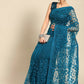 Blue Woven Design Net Saree with Blouse Piece - Kalamkari
