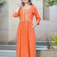 BulBul Meenaxi Rust Rayon Kurta Set - Swadesiicart