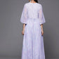 Ahalyaa Lavender & White Floral Printed High Slit Sequined Kurta with Palazzos | Swadesiicart