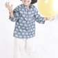 Breathables Kids Boys & Girls Cotton Night Suit – Grey Elephant Print Kurta & Pyjama Co-Ord Set