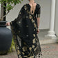 Vishnu Weaves Women's Black Linen Silk Zari Weaving Saree with Blouse - Swadesiicart