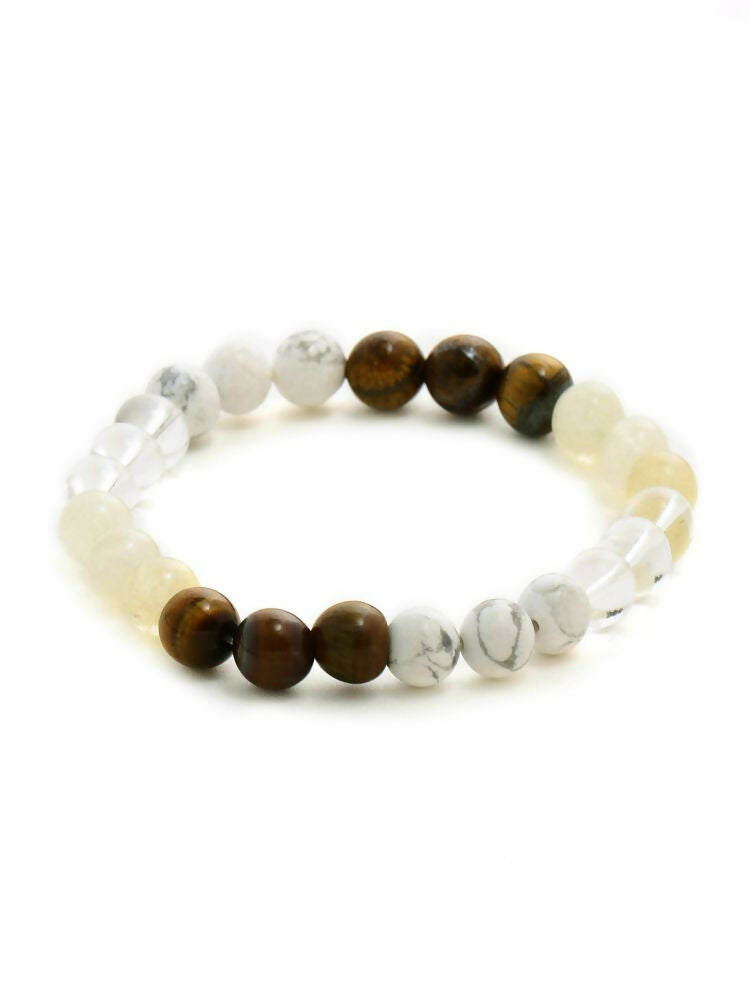 Clear Quartz and Tiger Eye Multicoloured Cyrstal Beads bracelet - Ruby Raang | Swadesiicart