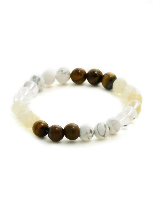 Clear Quartz and Tiger Eye Multicoloured Cyrstal Beads bracelet - Ruby Raang | Swadesiicart