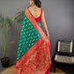 Joban Fashion Banarasi Rama Green Woven Butti Soft Silk Saree | Swadesiicart
