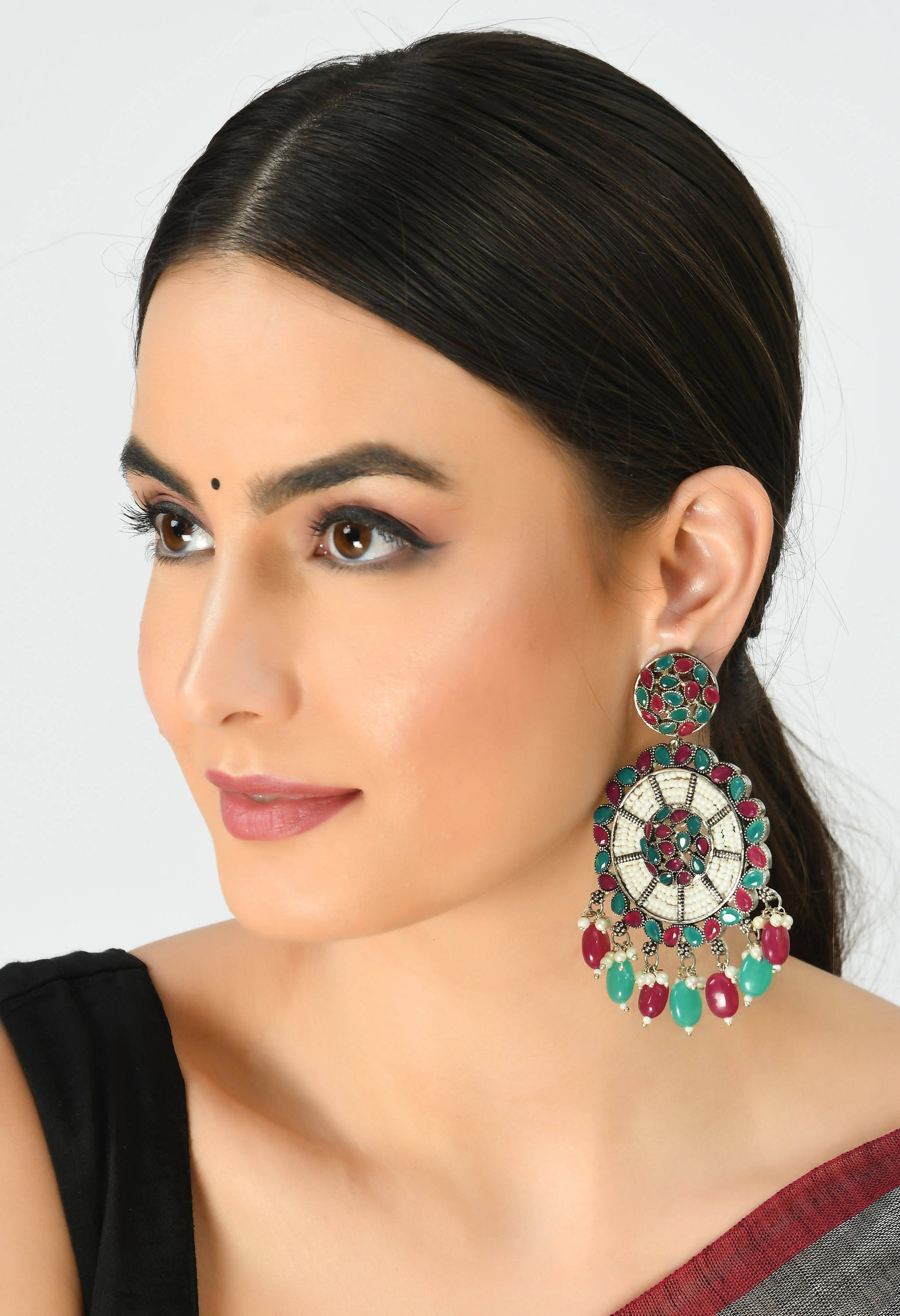Mominos Fashion Johar Kamal Traditional Kundan & Pearls Earrings - Swadesiicart