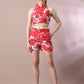 Myshka Women's Multi Printed Shirt Collar Party Top With Shorts Co-ord set - Swadesiicart