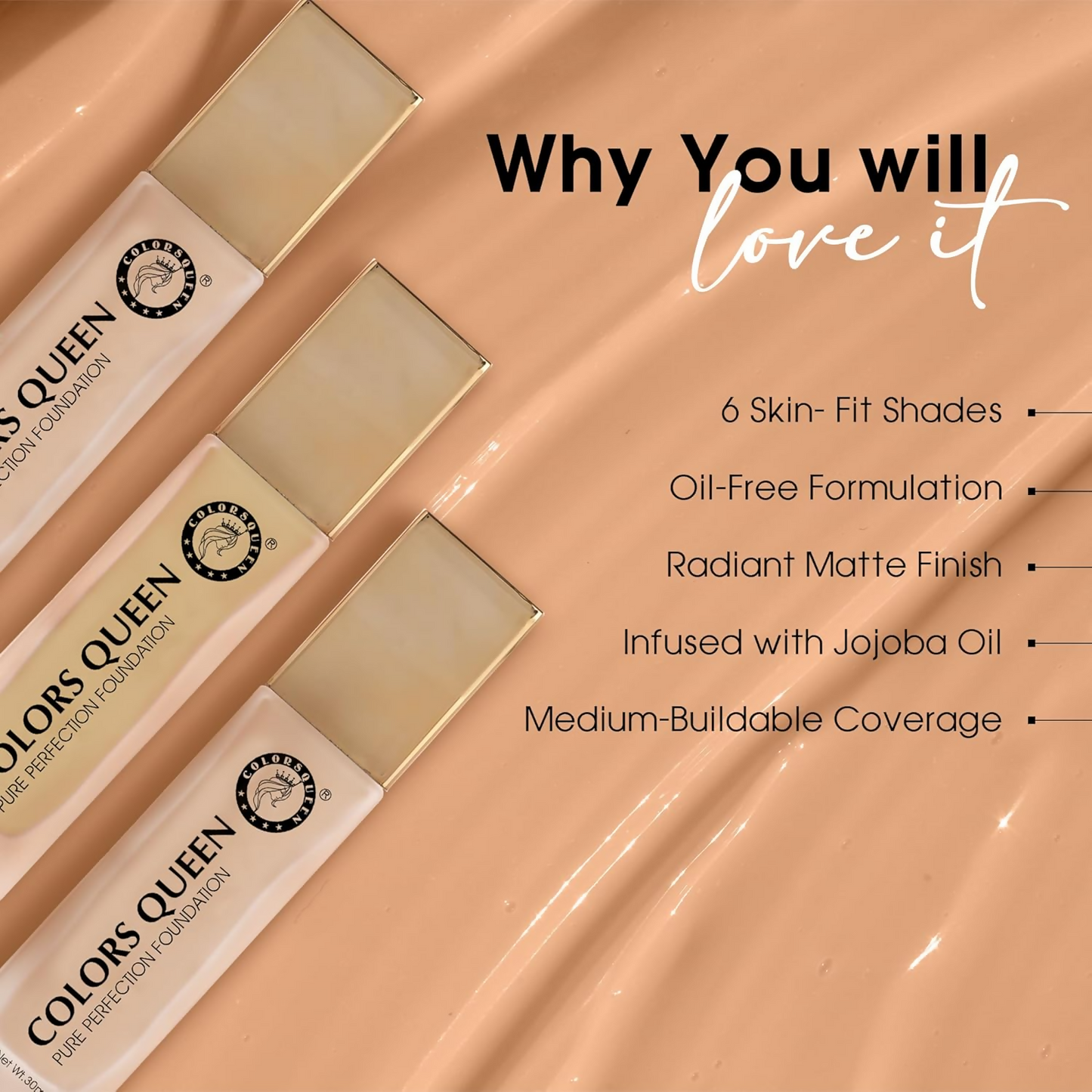 Colors Queen Pure Perfection Foundation – 06 Medium Beige | Swadesiicart