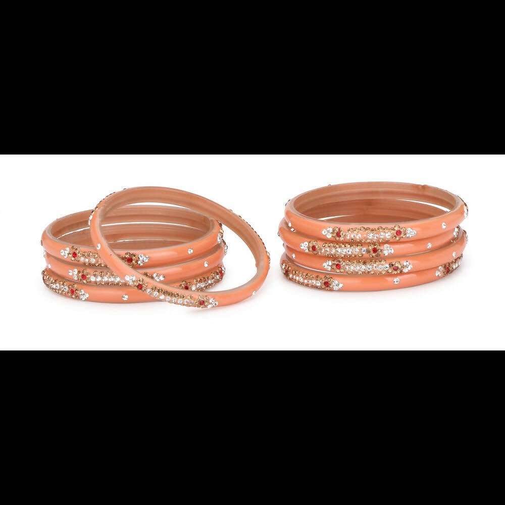 Afast Bridal Wedding & Party Fashionable Colorful Glass Bangle/Kada Set, Pack Of 8 - Pink - Afast Enterprises