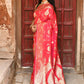 Joban Fashion Red Soft Pure Handloom Banarasi Silk Saree | Swadesiicart