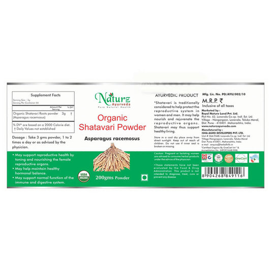Naturz Ayurveda Organic Shatavari Powder | Swadesiicart