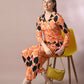 Myshka Women's Multi Printed Polo Collar Party Top With Trousers Co-ord set - Swadesiicart