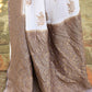 Joban Fashion Ivory Crepe Chiffon Pure Handloom Banarasi Silk Saree | Swadesiicart