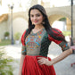 Jyoti Fashion Women's Red Patola with Foil Print Dola Silk Anarkali Dress | Swadesiicart