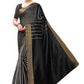 Vamika Black and White Lines Cotton Silk Weaving Saree (Paithani Black) | Swadesiicart