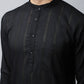 Even Apparels Black Color Pure Cotton Men's Kurta With Band Collar (STR1188) | Swadesiicart