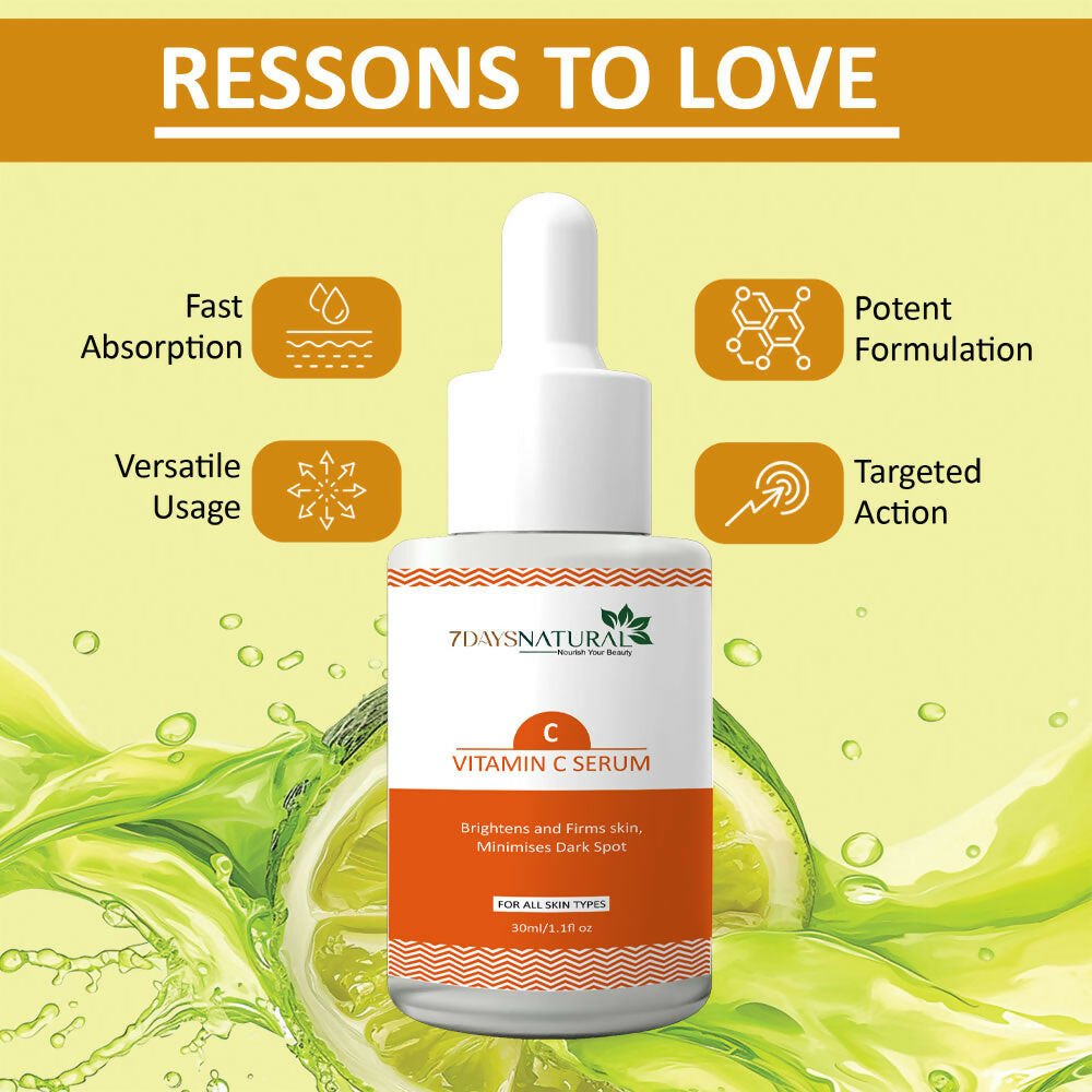 7 Days Vitamin C-Advance Radiance Booster Skin Brightening Face Glowing Serum - Swadesiicart