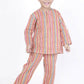 Breathables Kids Cotton Stripes Print Kurta Pyjama Night Suit - Multicolor