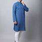 Even Apparels Blue Pure Cotton Men's Kurta With Side Placket | Swadesiicart