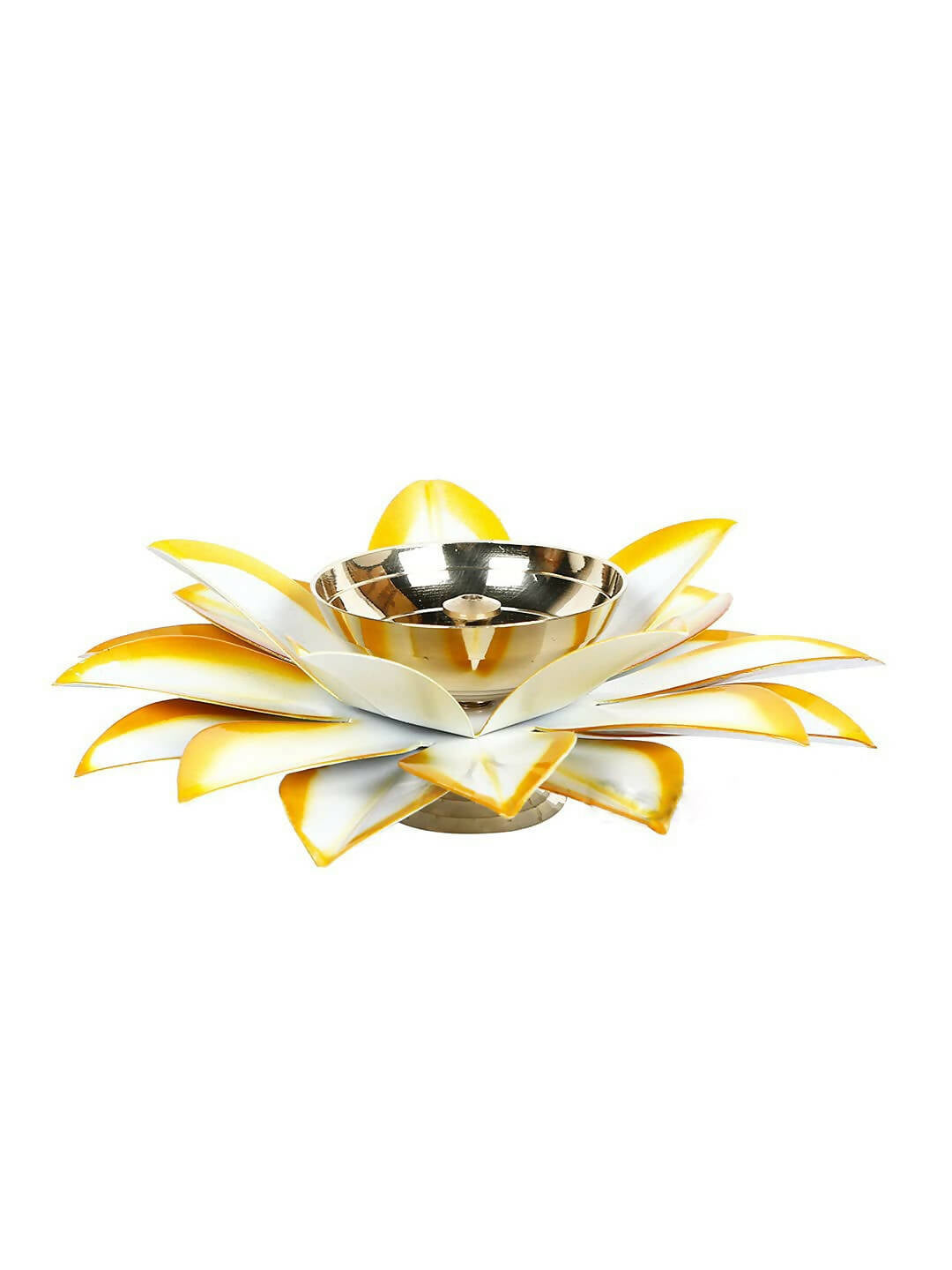 CraftVatika Gold-Toned Lotus Shaped Diya For Pooja | Swadesiicart