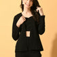 Myshka Women's Black Solid Coat With Trousers - Swadesiicart
