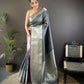 Joban Fashion Grey Small Butti Banarasi Silk Sarees | Swadesiicart