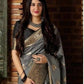 DEIANA'S Beautiful Designer Golden zari Soft Lichi Silk Saree - Grey - Swadesiicart